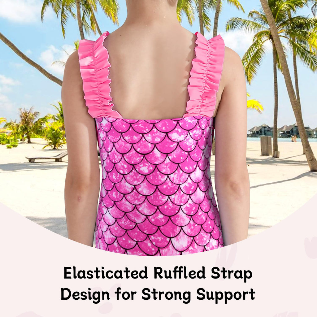Girls One Piece Swimsuit Ruffled Straps Bathing Suit for Toddler Girl UPF 50+ Swimming Suits Quick Dry Swimwear
