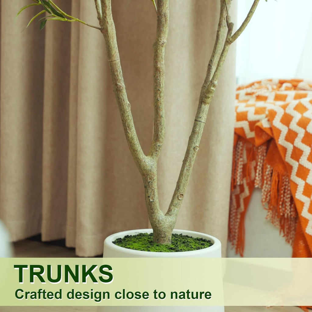 Artificial Olive Tree 6FT Tall Faux Olive Tree Artificial Indoor with Natural Wood Trunk and Lifelike Fruits