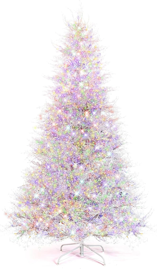 Snow Flocked PE Christmas Tree, Pre Lit with 400 LED Lights