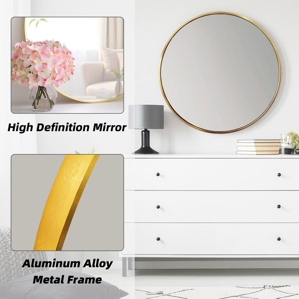 Round Bathroom Mirror, Circle Mirror, Gold, 20 Inch, 1 Pack