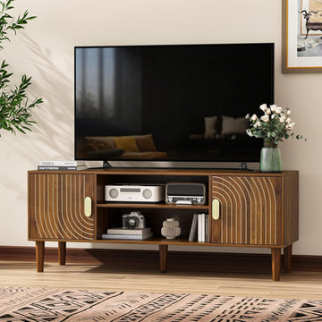 47" TV Stand for TVs up to 55 Inch, Entertainment Center with Storage and Adjustable Shelves, Modern Media Console