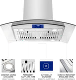 30 Inch Stainless Steel Island Mount Range Hood 700 CFM 3 Speed Gesture & Touch Control Convertible Ducted/Ductless