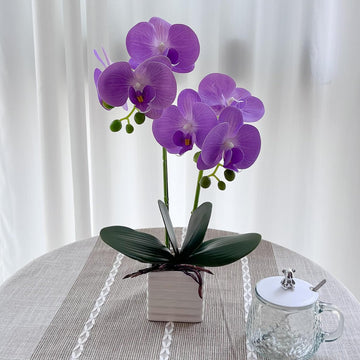 Artificial Orchids Decor Indoor with Vase Orchids Artificial Flowers Light Purple Orchid Height 14 inches