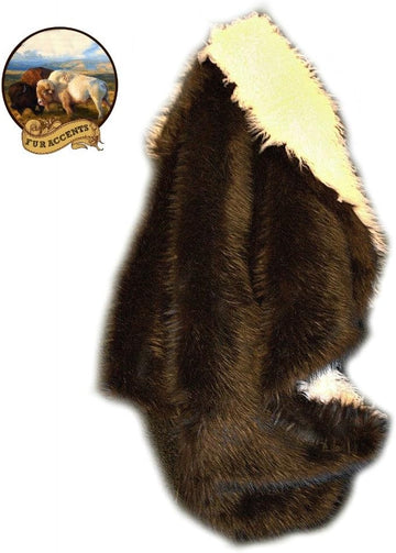 Thick Plush Brown and Ivory Long Hair Mongolian Sheepskin - Llama - Reversible - Shaggy Faux Fur Throw Blanket