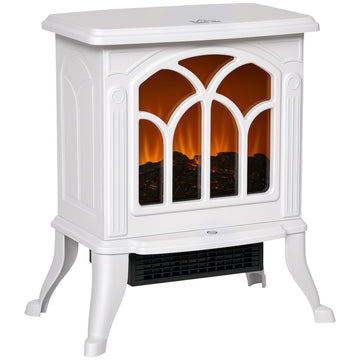17" Freestanding Electric Fireplace Stove Heater 750W/1500W White