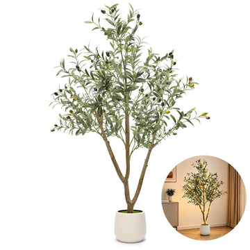 5FT Olive Trees Artificial Indoor with Lights, Realistic Faux Olive Plant