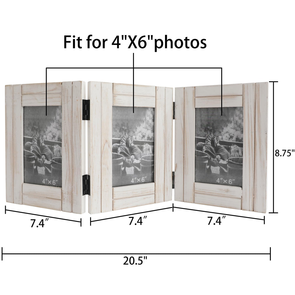 Rustic Picture Frame White, 4X6 Picture Frame College, 3 Photo Frame Hinged Farmhouse Picture Frames Desk Photo Frame