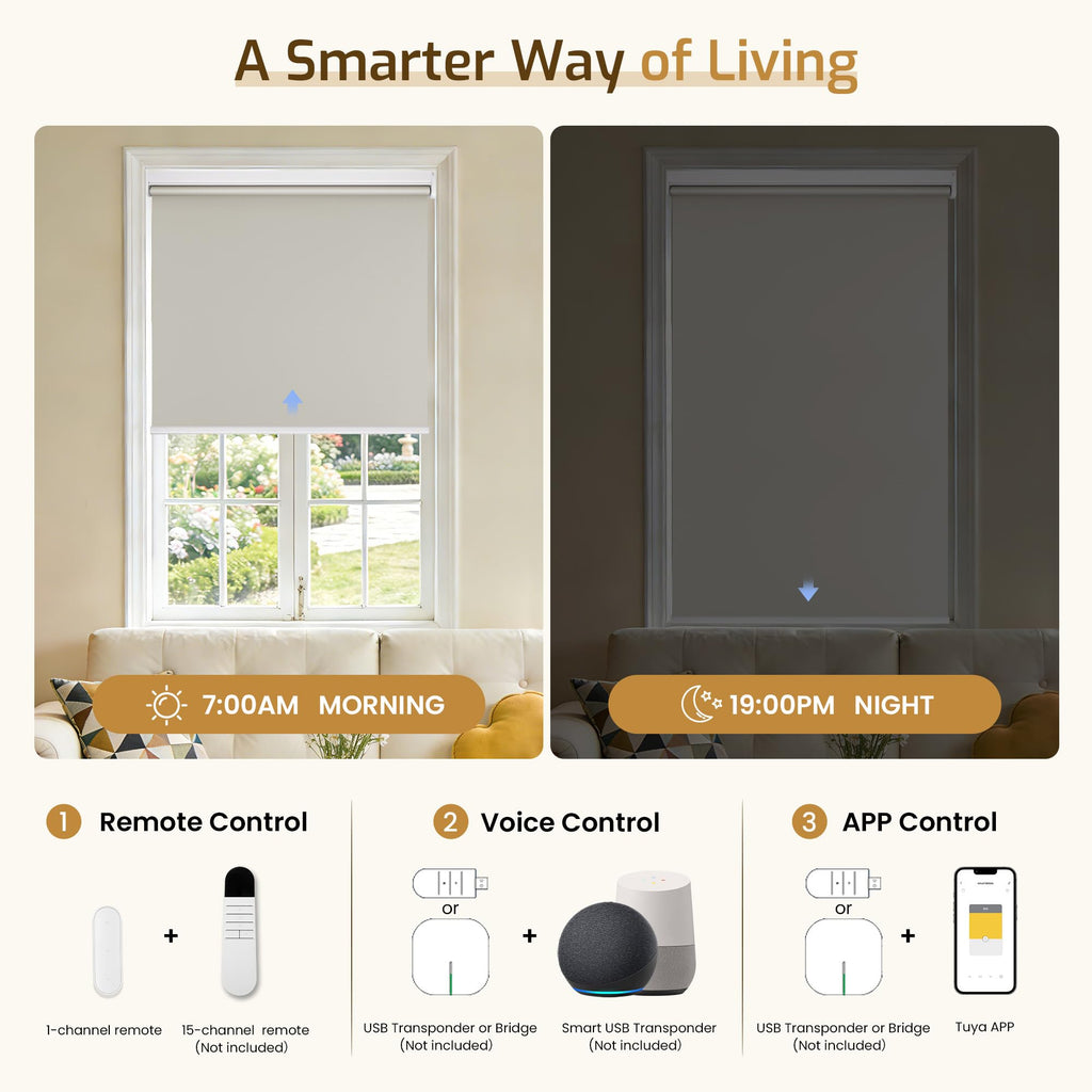 Smart Motorized Blinds Compatible with Alexa |Beige