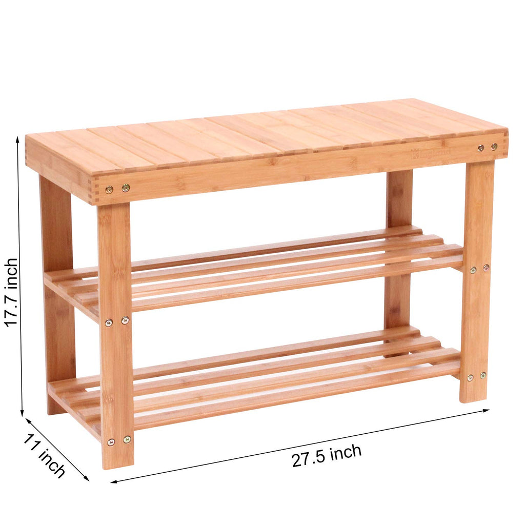 Natural Bamboo Shoe Rack Bench Shoe Organizer Entryway Seat Storage Shelf Hallway Furniture