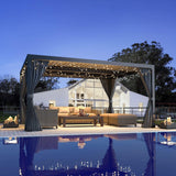 Louvered Pergola 10x12, Outdoor Rustproof Shelter with Adjustable Roof