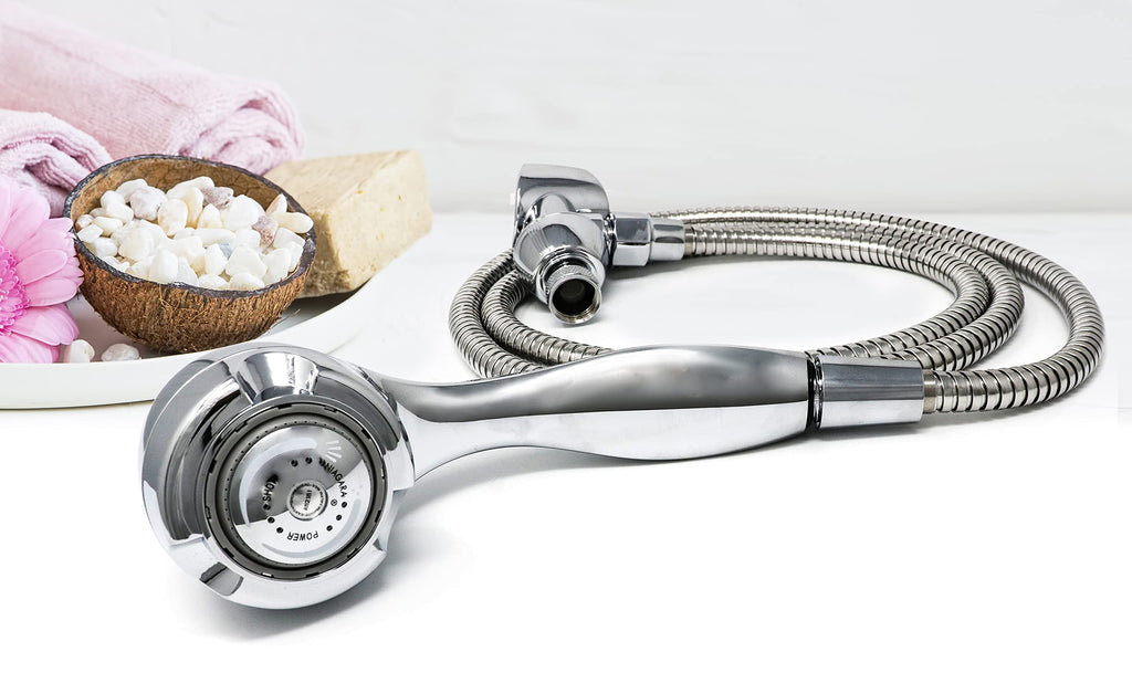 Earth Showerhead - | Energy & Water Saving Handheld Showerhead (1.75 GPM) High-Efficiency 3-Spray Chrome Fixed Hand