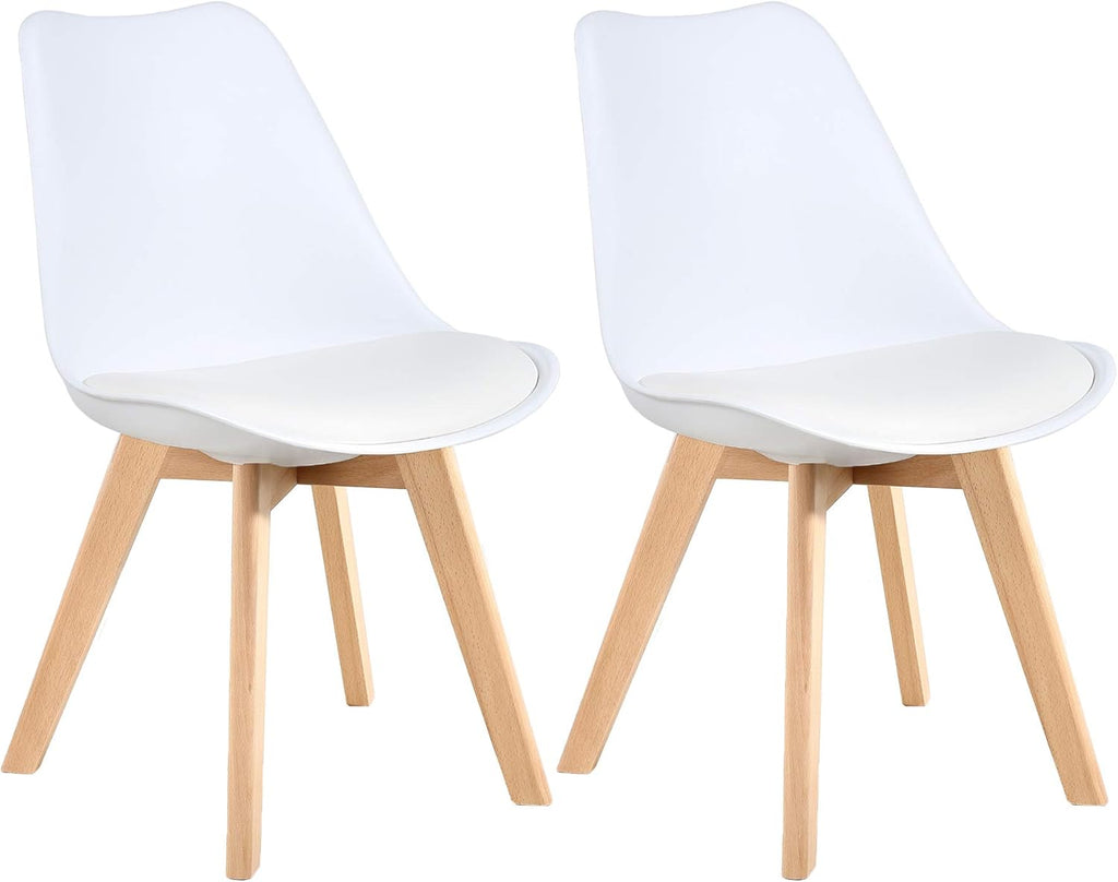 Mid Century Modern Dining Chairs,Shell Lounge Plastic Side Chair with Soft Padded and Wooden Legs for Dining