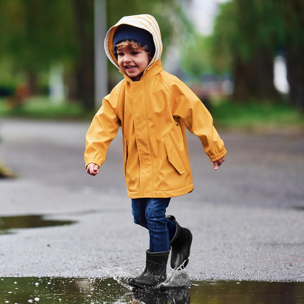Toddler Rain Boots Baby Easy-on Rain Shoes for Boy&Girl