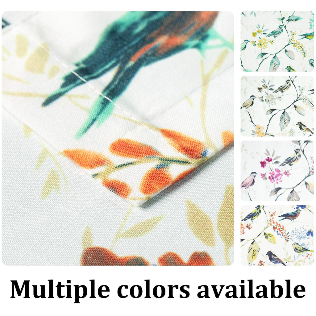 Birds Print Country Style Valance, Washable Faux Linen Window Topper for Small Windows, Decorative Rod Pocket Curtain