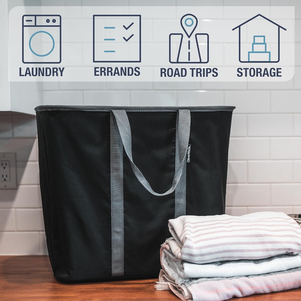 Collapsible Laundry Baskets, 64L Caddy 2 Pack, Denim Gray