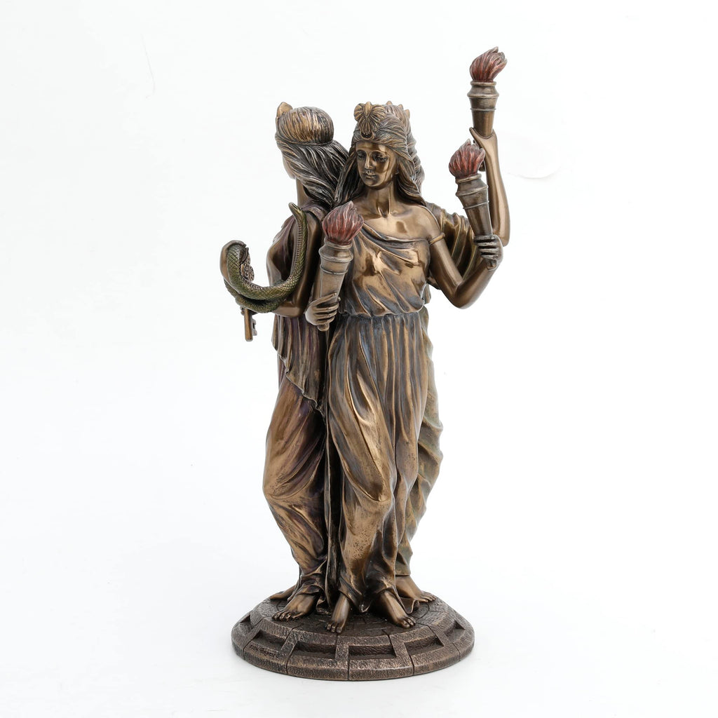 Large Bronze Finish Greek Goddess Hecate Triple Goddess Statue Figurine