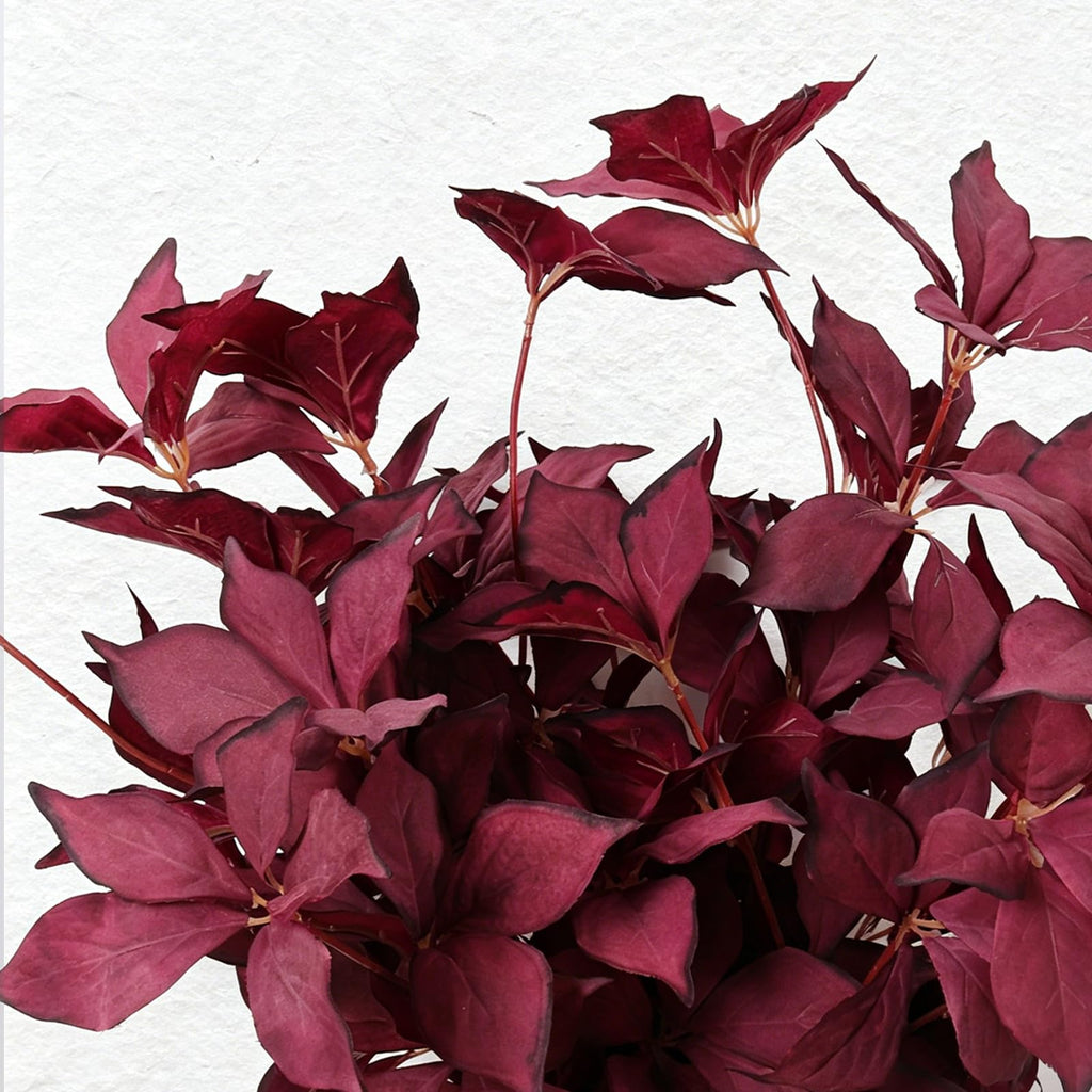 4 Pcs Artificial Fall Stems, Realistic Burgundy Eucalyptus Leaves