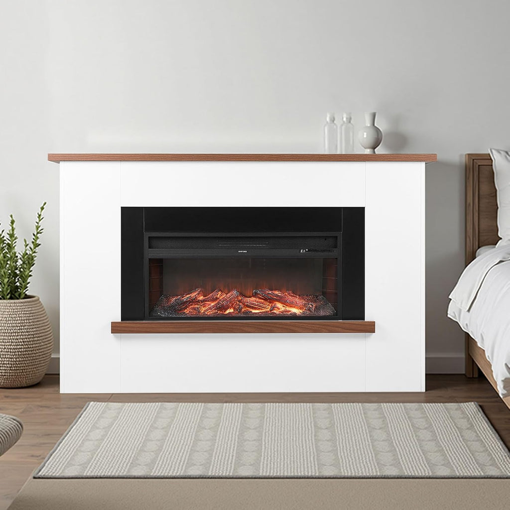 65.5 inch Freestanding Fireplaces, 1500W 5120BTU Fake Electric Fireplace Stove Heater with Mantel, Overheating