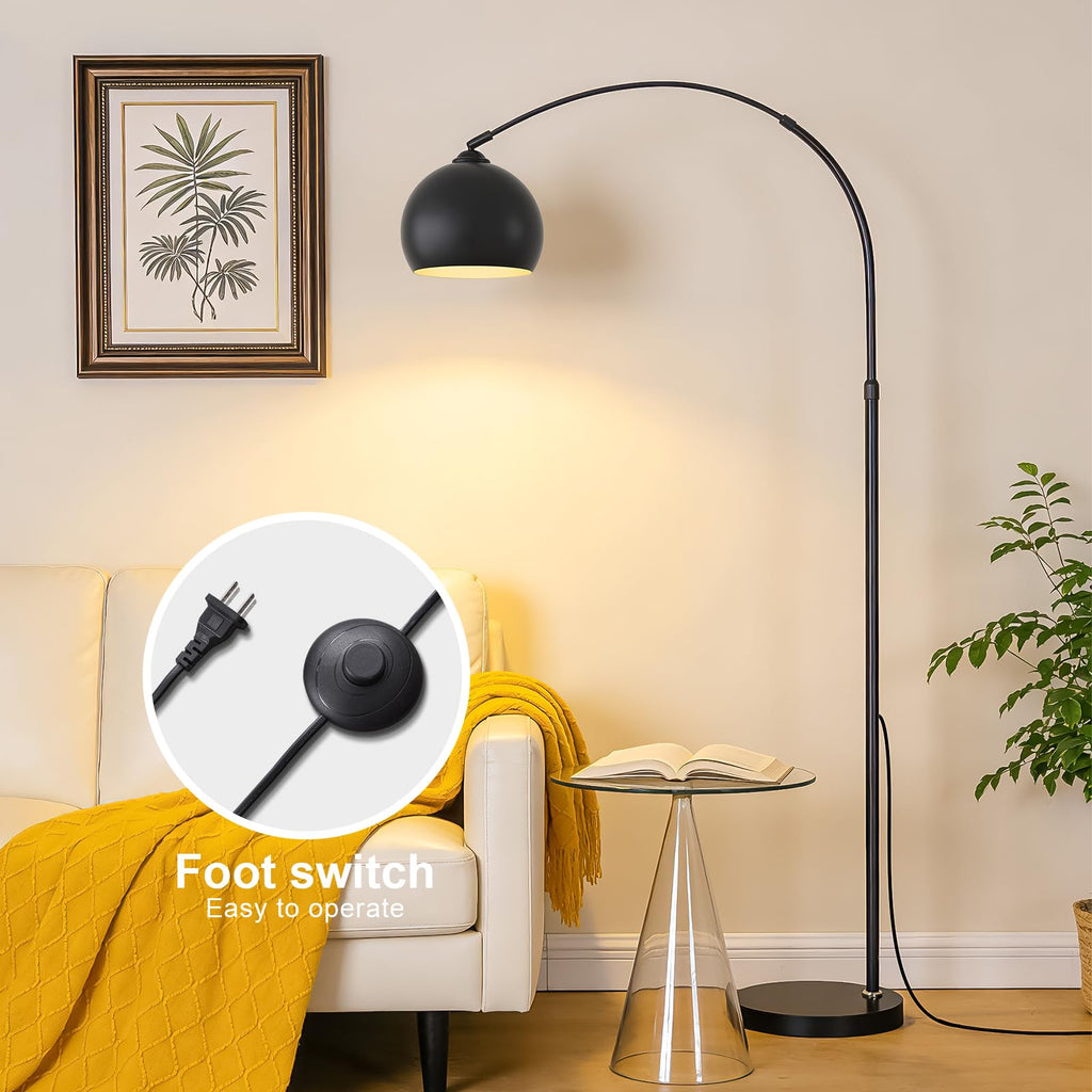Black Minimalism Arc Floor Lamps with 12W LED Remote Dimming