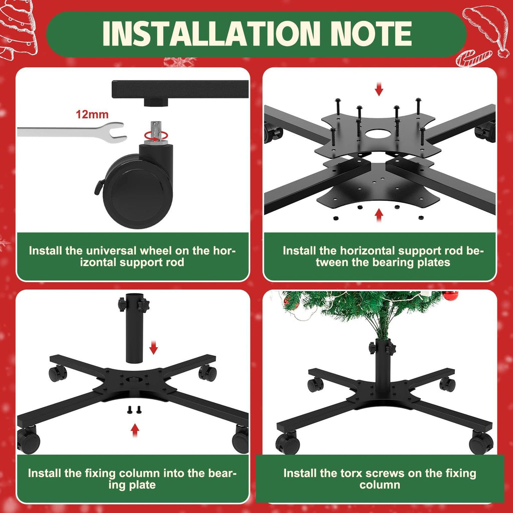 Christmas Tree Stand for Artificial Tree, Replacement Xmas Tree Stand Base with Universal Wheel for