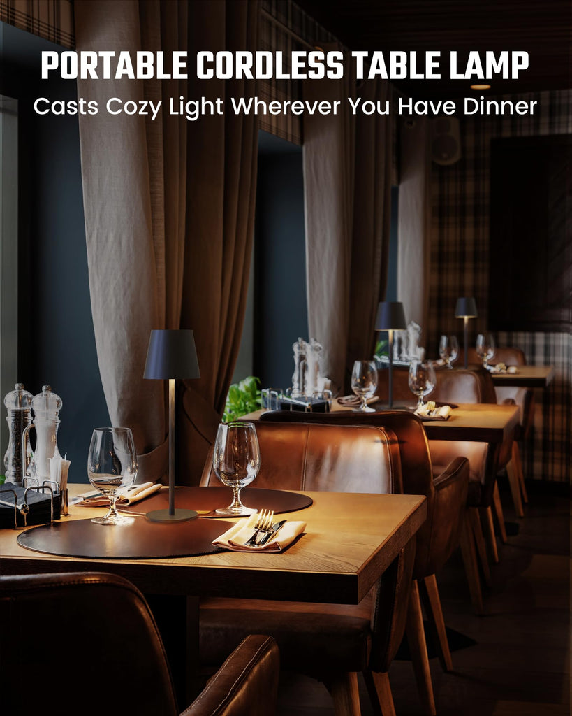 Cordless Table Lamps Rechargeable, 3 Adjustable Height, 5000 Capacity Operated, 3 Colors Smooth Dimming, Portable LED