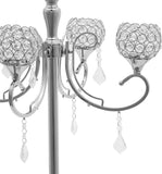 2 Pcs 5 Arm Gold Candelabra Centerpiece, 33 Inch Tall Crystal Candle Holder Centerpiece for Tables Elegant Metal