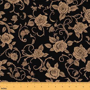 Flower Polyester Fabric 1 Yard Soft Vintage Botanical