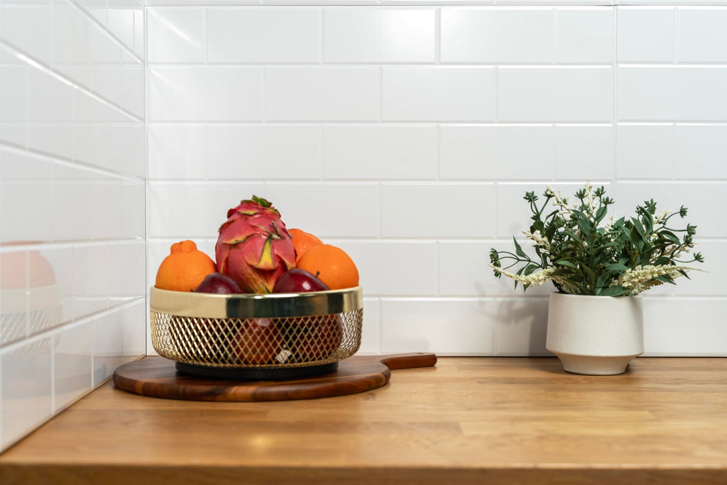 Plain to Beautiful Gloss White Subway Kitchen Backsplash Kit