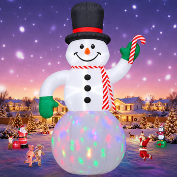 20FT Giant Christmas Inflatable Snowman with Colorful Rotating Lights