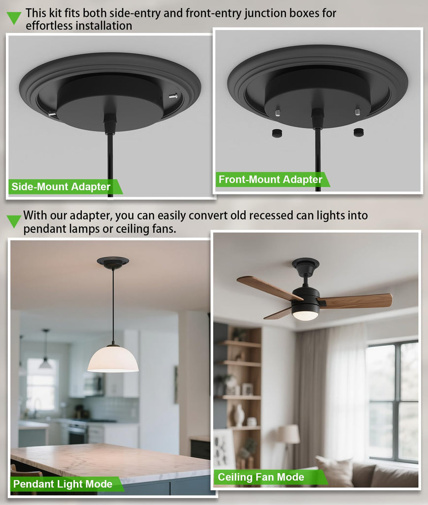 5" and 6" Recessed Can Light Conversion Kit, Light Fixture Upgrade, Pendant Light, Fan Compatible, Equipped with 73⁄4