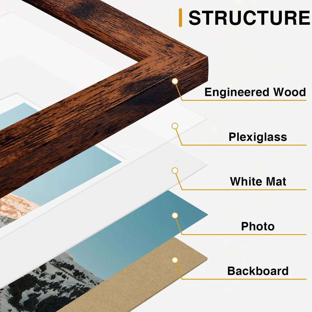 10 Pack Picture Frames Collage Wall Decor, Rustic Brown