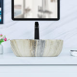 Davivy 18.3"×13" Marbling Rectangle Bathroom Vessel Sink with Pop Up Drain,Nordic Ceramic Vessel Sinks,Bathroom Sinks