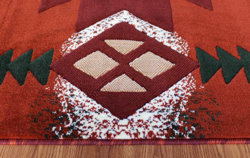 Southwest Native American Navajo Aztec Tribal Indian Orange Rust Carpet Area Rug