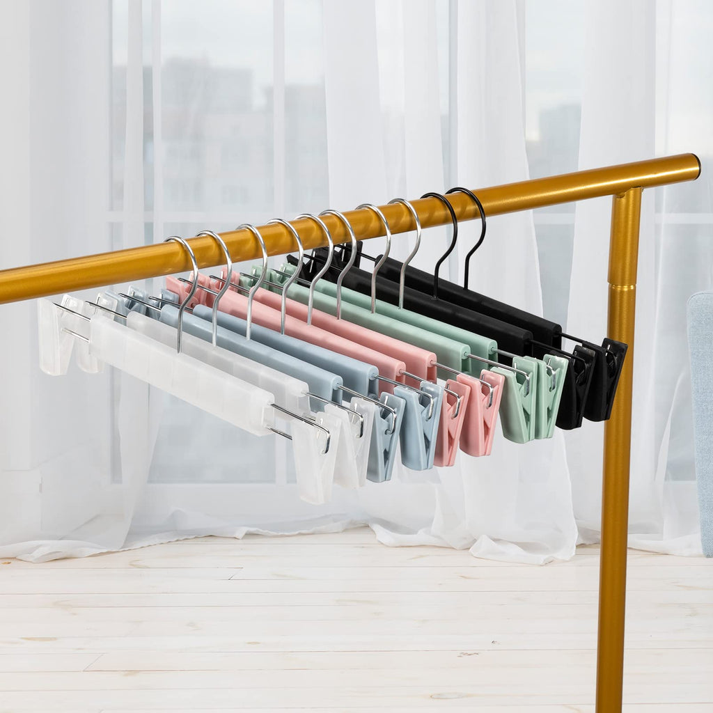 Pants Hangers with Clips, Skirt Hangers, 30 Pack, Translucent