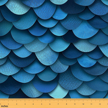 Mermaid Scales Upholstery Fabric by The Yard, Ocean Fish Scales Decorative