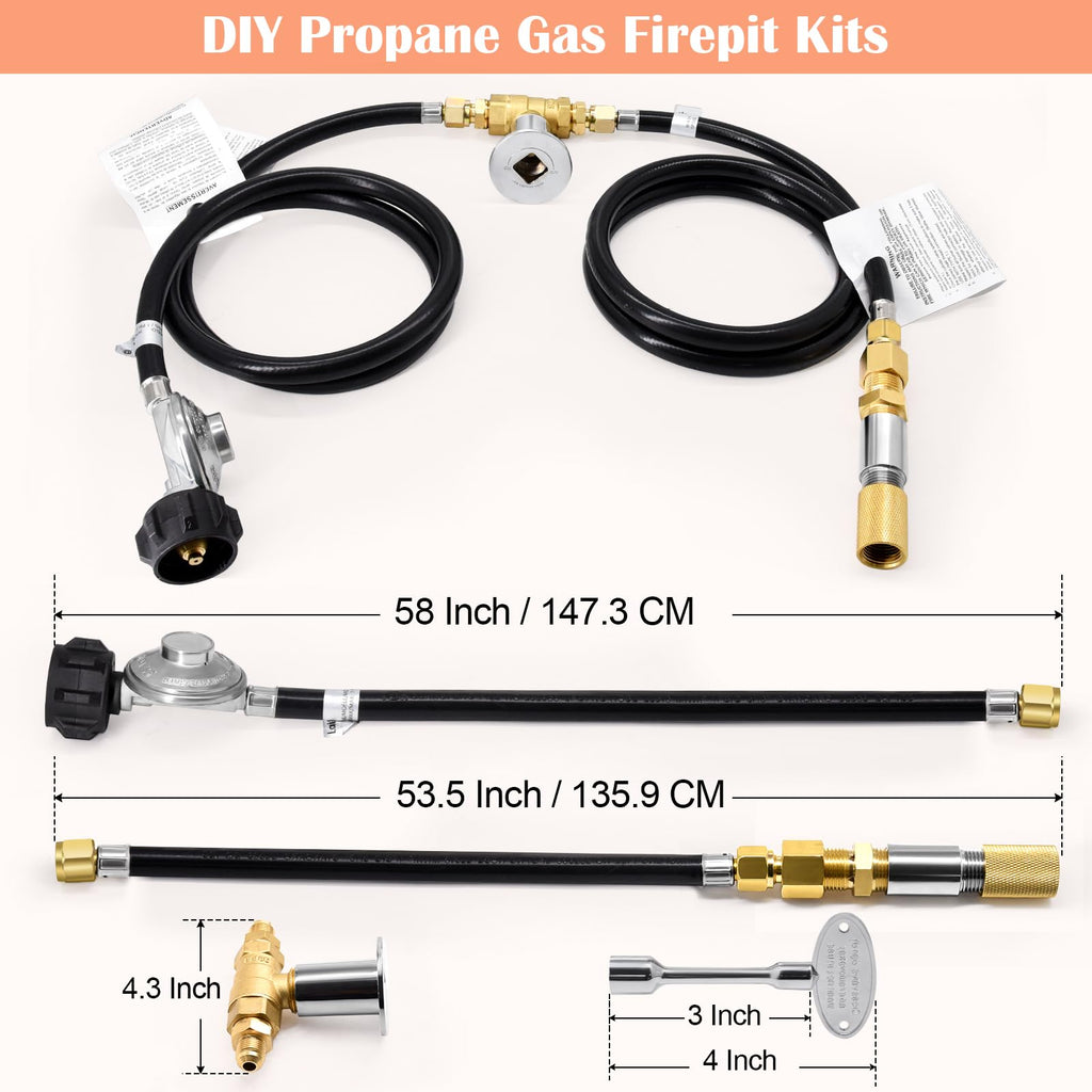 12 Inch Fire Pit Burner Ring Kits, DIY Propane Gas Firepit Insert Round Burner with Igniter Kits and Propane Hose