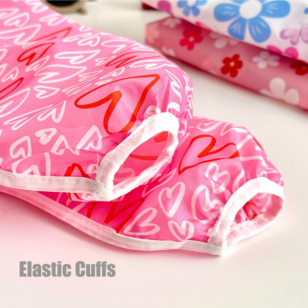 5 Pack Baby Long Sleeve Bibs| Waterproof Full Sleeve Bib for Baby Infant Toddler 6-36 Months (Pink)