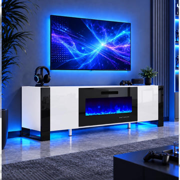 70" Modern with 36" Electric Fireplace