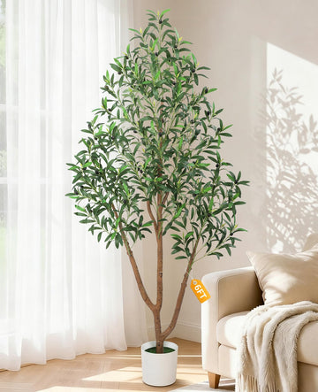 6 Ft Olive Trees Artificial Indoor with Planter, Realistic Tall Olive Tree