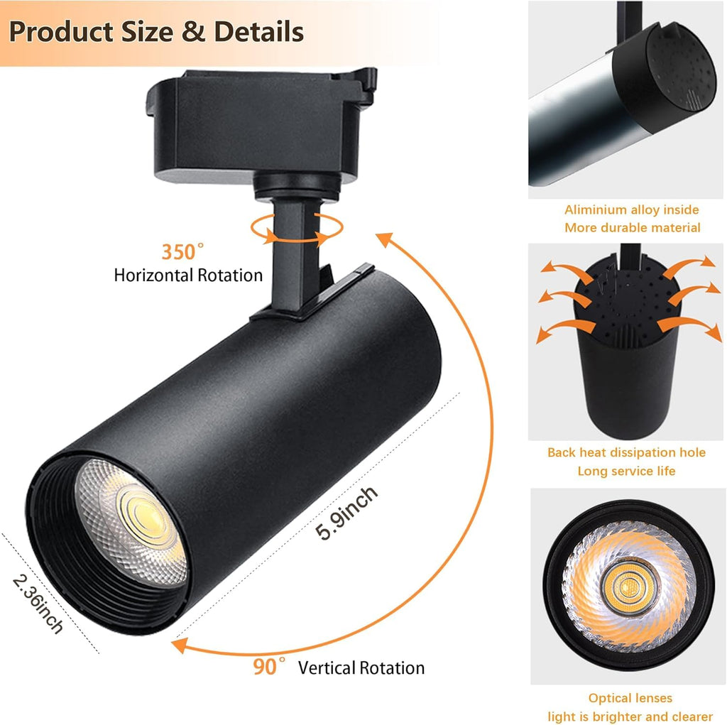 Plug‐in Track Lighting Kit with H‐Type 6000K Cool White 24 Heads
