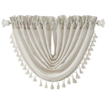 Natural Solid Waterfall Valance with Tassel Accessories, 56"x38", 1 Piece