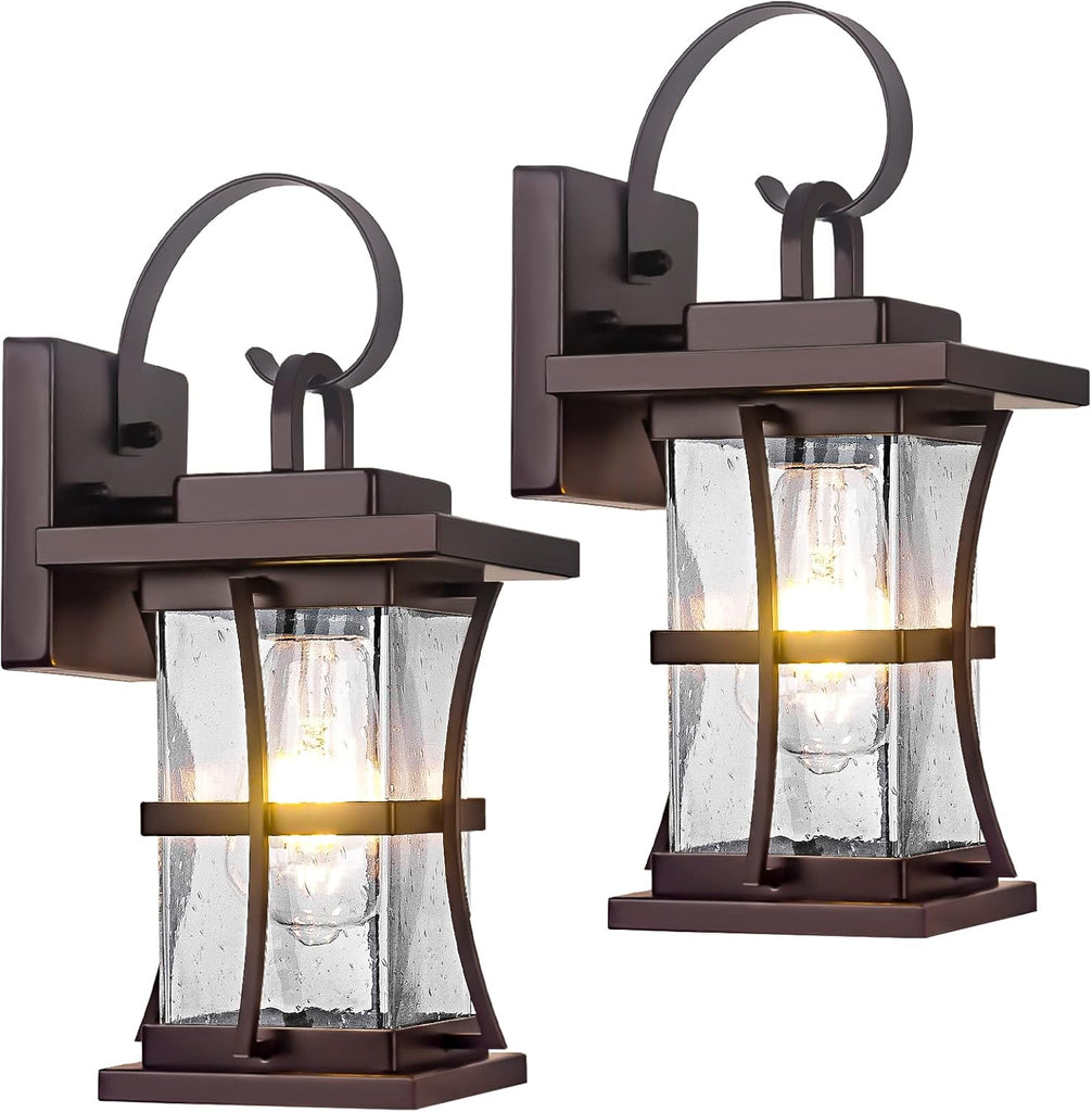 2 Packs Outdoor Wall Light, Oil Rubbed Bronze Exterior Light Fixture Waterproof Porch Sconces Wall Mounted Lighting