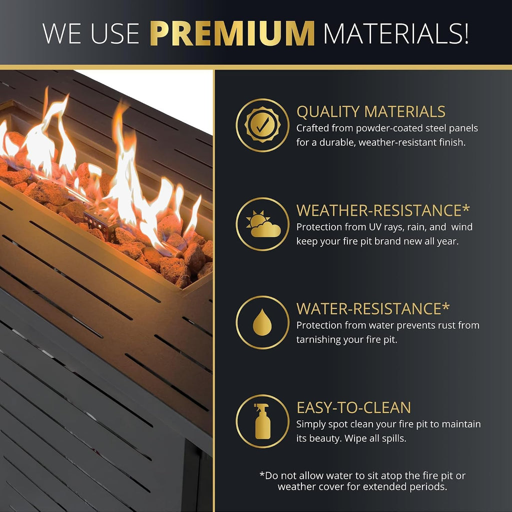 42" Outdoor Propane Fire Pit Table, Gas Fire Pits with Lava Rock Waterproof Cover and Removable Lid for Outside