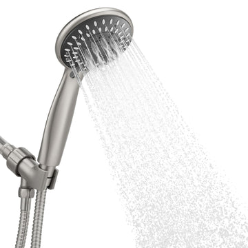 Handheld Shower Head High Pressure 5 Modes with Hose, Brushed Nickel