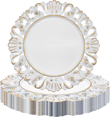 13 Inch Charger Plates Set of 12 - Elegant Reusable Dinner Charger Plates for Weddings, Parties, & Holiday Table