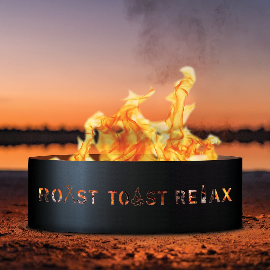 Roast Toast Relax Unpainted 12 in. Tall 37 in. Diameter Outdoor Fire Ring with Fire Poker - 37 x 37 x 12