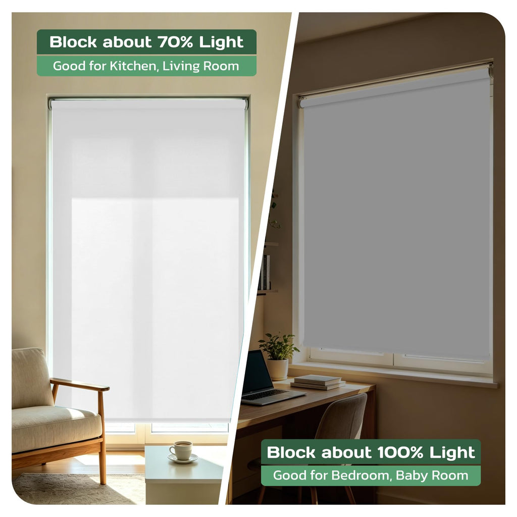 Motorized Blackout Cordless Valance Blinds, White Remote Control Wireless and Rechargeable Window Roller Shades, Room
