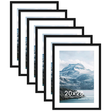 20x28 Picture Frame Set of 6, Wall Mount Display, Black