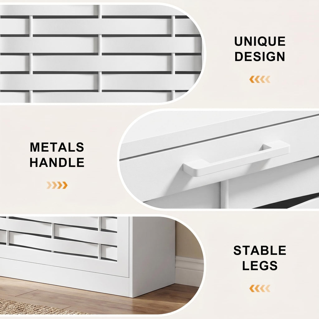 White Shoe Cabinet Storage with 3 Flip Drawers