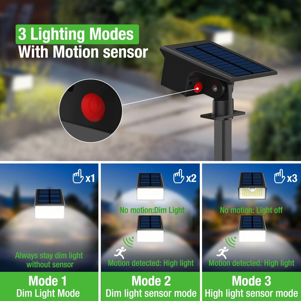 8 Pack 62 LED Solar Spot Lights Outdoor Motion Sensor with 3 Modes